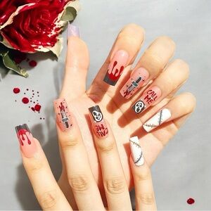 Scream Themed Press On Nails